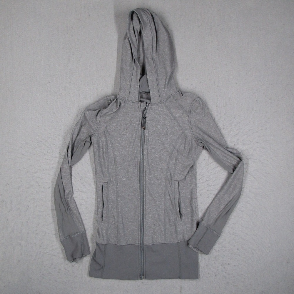 Lululemon Stride Jacket Gray Space Dye Full Zip Hoodie Athletic Women Size 4